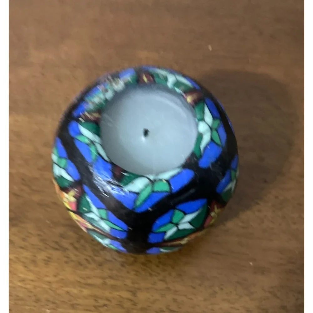Y2K 90s Round Celestial Candle Whimsigoth Star Tye Dye Magic Goth Unscented Blue